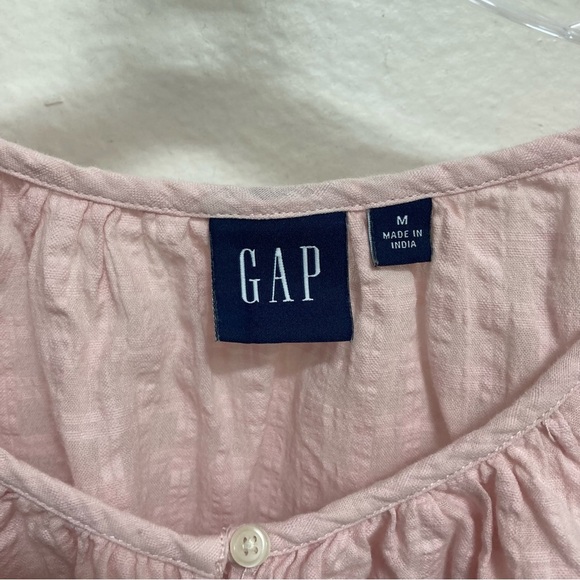 GAP Women’s Light Pink Blouse Three-Quarter Sleeve Button-Front Top Size Medium - Picture 5 of 12